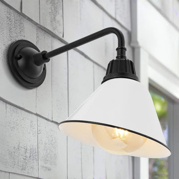 Croydon 9.63" Farmhouse Industrial Indoor/Outdoor Iron LED Gooseneck Arm Outdoor Sconce - JONATHAN Y
